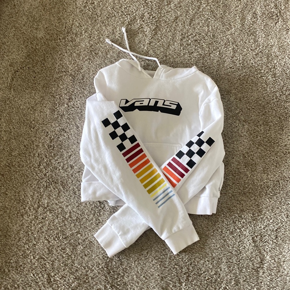 white cropped vans sweatshirt